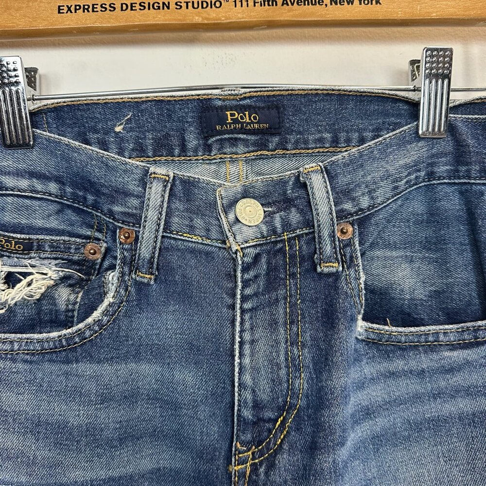 Polo RL Waverly Straight Crop Star Patch Jeans Waist 25 - Picture 4 of 15